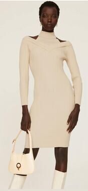 Area Stars Cream Knit Cutout Dress S